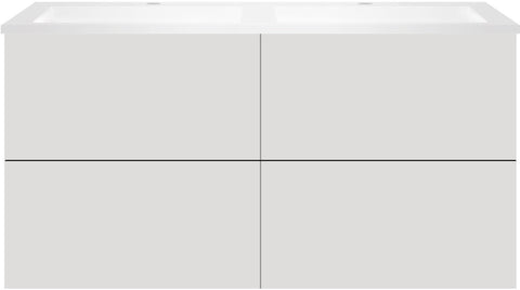 Onderbouw coffee 4 lades 120 duo fluweel grijs mat +dubbele wastafel wit, badkamermeubelen — SKU DESCO-192394