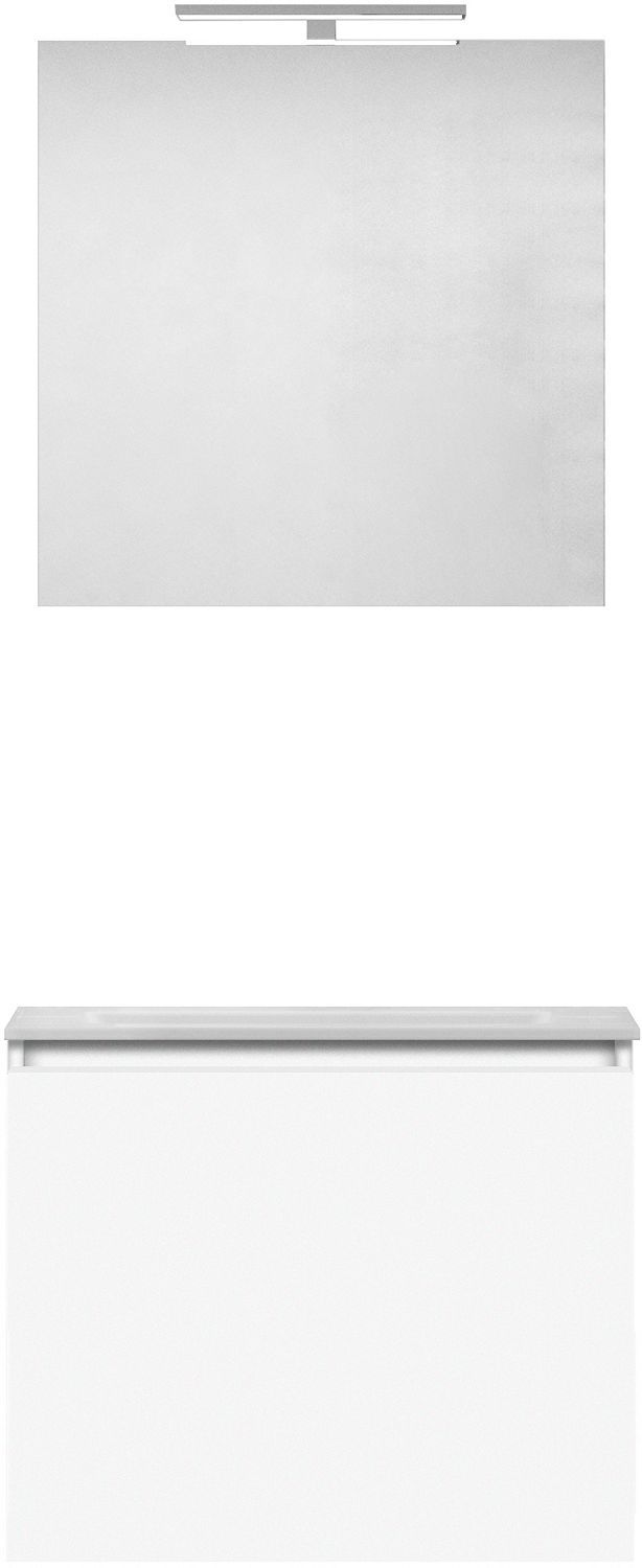Meubel form 60CM Solo 1 lade kunstmarmer +spiegel wit