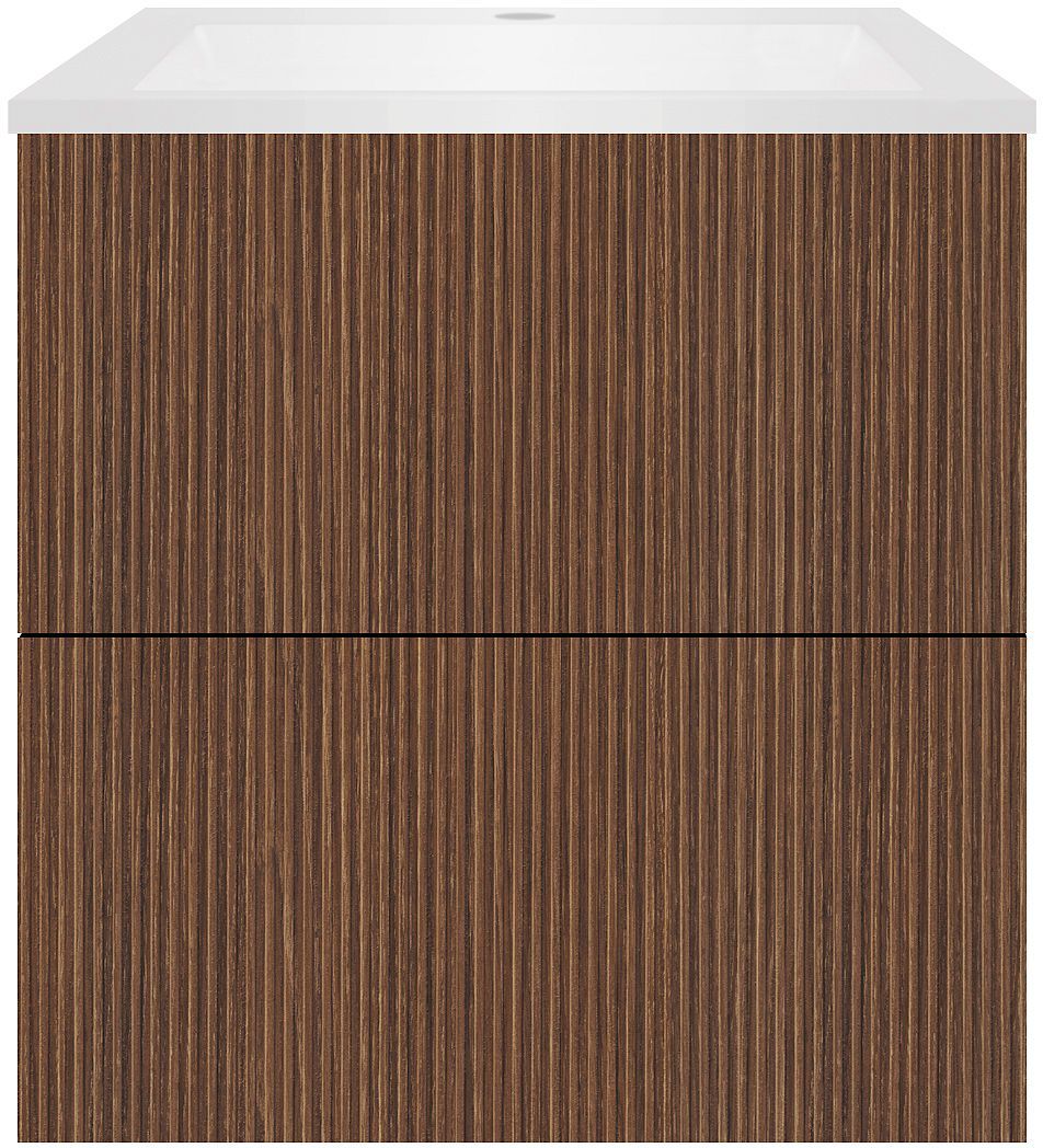 Onderbouw COFFEE 2 lades 60 notelaar smartline+wastafel kunstmarmer mat wit