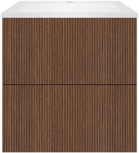 Onderbouw COFFEE 2 lades 60 notelaar smartline+wastafel kunstmarmer mat wit