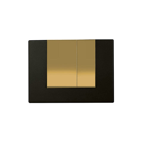 Belvit Madrid bedieningsplaat voor 2-hoeveelheden-spoeling met gouden drukknoppen - Mat zwart, bedieningsplaten — SKU MB-18213-21740, EAN 5404029101338