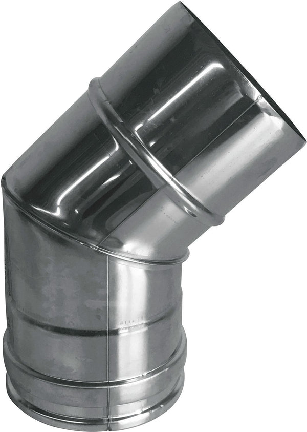 Inox enkelwandige elleboog 45° 100MM