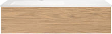 SOUS MEUBLE COFFEE 1 TIROIR 120 CHENE CLASSIQUE+LAVABO EN MARBRE SYNTHETIQUE GAUCHE BLANC MAT