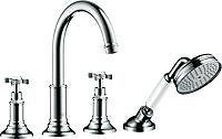 SET DE FINITION MELANGEUR DE BAIN 4 TROUS MONTAGE SUR CARRELAGE HANSGROHE CHROME