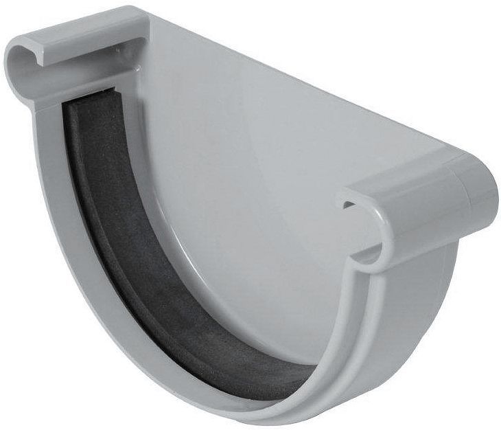 PVC Eindstuk goot+dichting 125MM Lichtgrijs