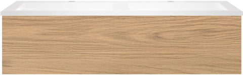 Onderbouw COFFEE 1 lade 120 duo eik klassiek + dubbele wastafel kunstmarmer mat wit