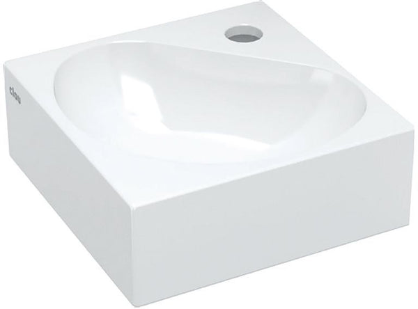 LAVE-MAINS EQUERRE FLUSH 5 CLOU 27CM +TROU ROBINET BLANC CERAMIQUE