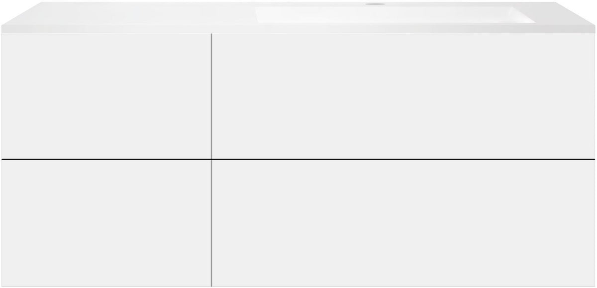 ONDERBOUW COFFEE 4 LADES 140 MAT WIT+WASTAFEL RECHTS KUNSTMARMER WIT