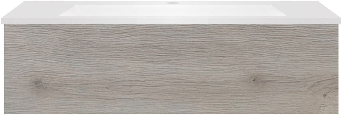Onderbouw COFFEE 1 lade 100EIK Decor zilver+wastafel kunstmarmer mat wit