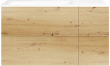 SOUS MEUBLE COFFEE 4 TIROIRS 110 CHENE DECOR URBAN +LAVABO GAUCHE PORCEL.SNS TROU ROBINET BLANC