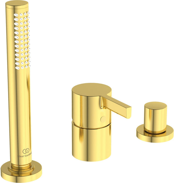 3TROU MELANGEUR BORD DU BAIN POUR REMPLISAGE PAR TROP-PLEIN JOY IS BRUSHED GOLD