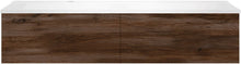 SOUS MEUBLE COFFEE 2 TIROIRS 140 NOYER DECOR VELOURS+LAVABO GAUCHE BLANC MAT