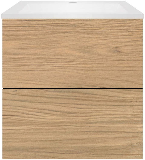 Onderbouw COFFEE 2 lades 60 eik klassiek+wastafel kunstmarmer wit, badkamermeubelen — SKU DESCO-192151