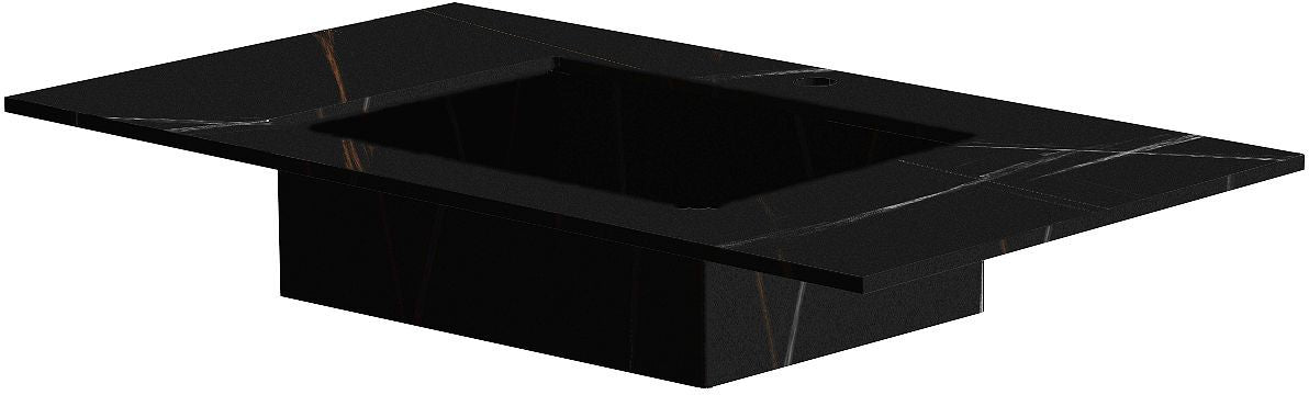 TABLET KERAMISCH MARMER PURO LAVABO S B90 H1,2 1KRAANGAT BAMBOO BLACK