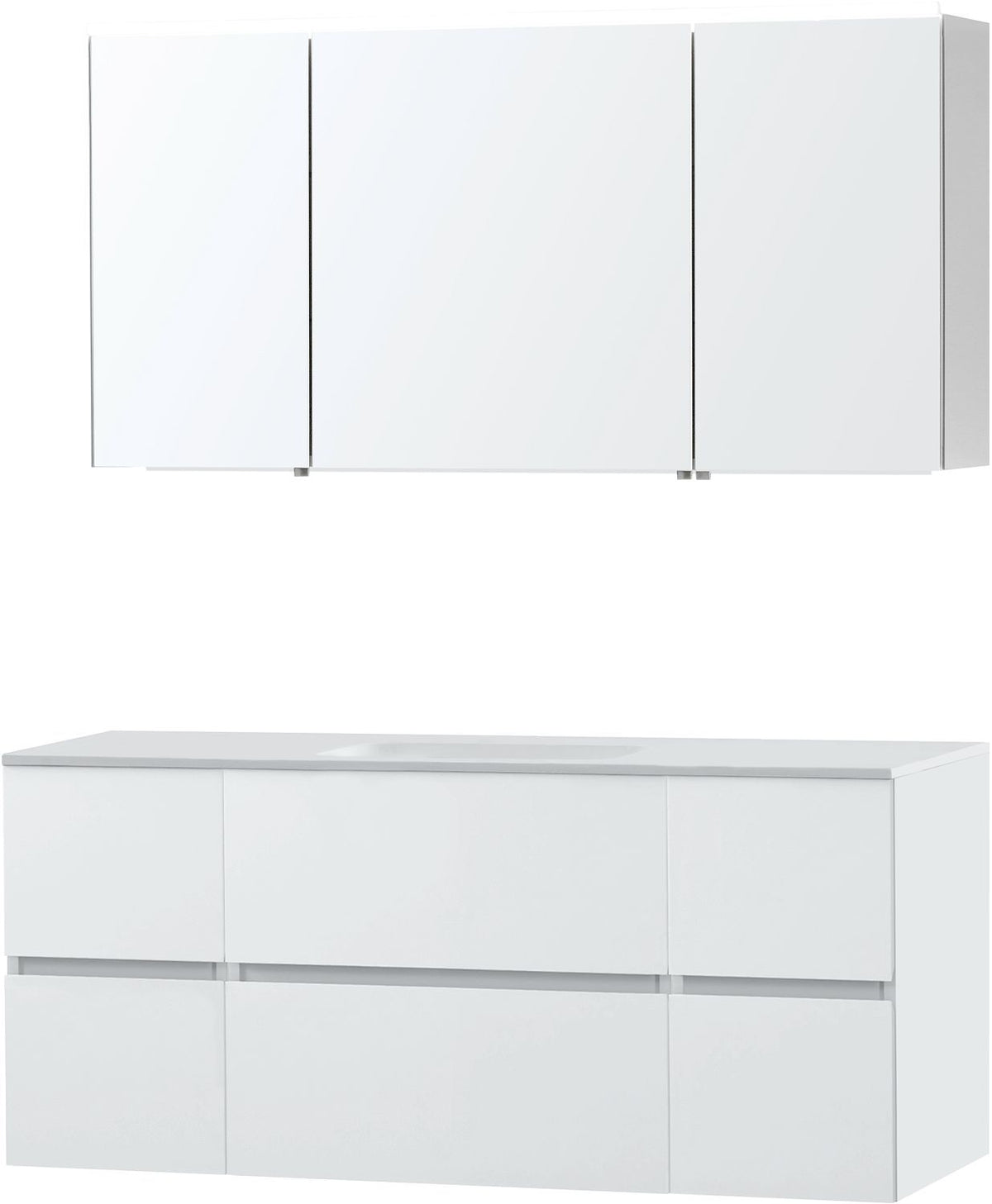 Meubel Molto poederwit 140 1 lavabo Solid spiegelkast