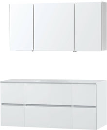 Meubel Molto poederwit 140 1 lavabo Solid spiegelkast