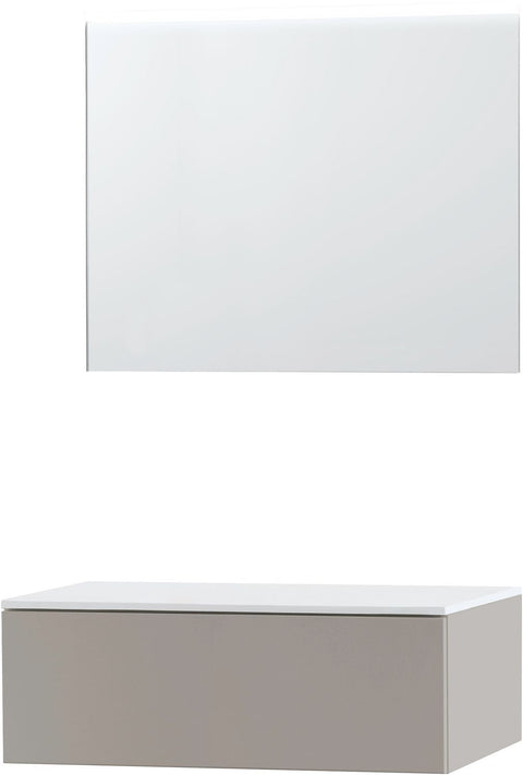 MEUBEL PURO SOLO GRIJS 90 1 LADE SOLID OPBOUW SPIEGEL
