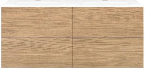 Onderbouw COFFEE 4 lades 140 eik klassiek+wastafel porselein wit