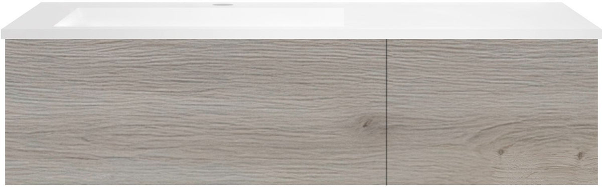 ONDERBOUW COFFEE 2 LADES 120 EIK  ZILVER+WASTAFEL LINKS KUNSTMARMER MAT WIT