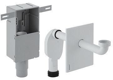 SIPHON ENCASTRABLE+PLAQUE DE RECOUVREMENT GEBERIT 50/56-5/4"-32 BLANC