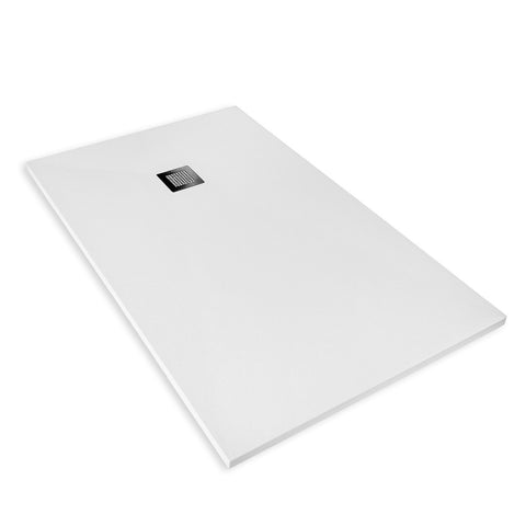 Veroni douchebak uit composietsteen met leisteenstructuur vlak (DxBxH) 120 x 90 x 3 cm wit, douchebakken — SKU MB-18871-22398, EAN 5404024102453