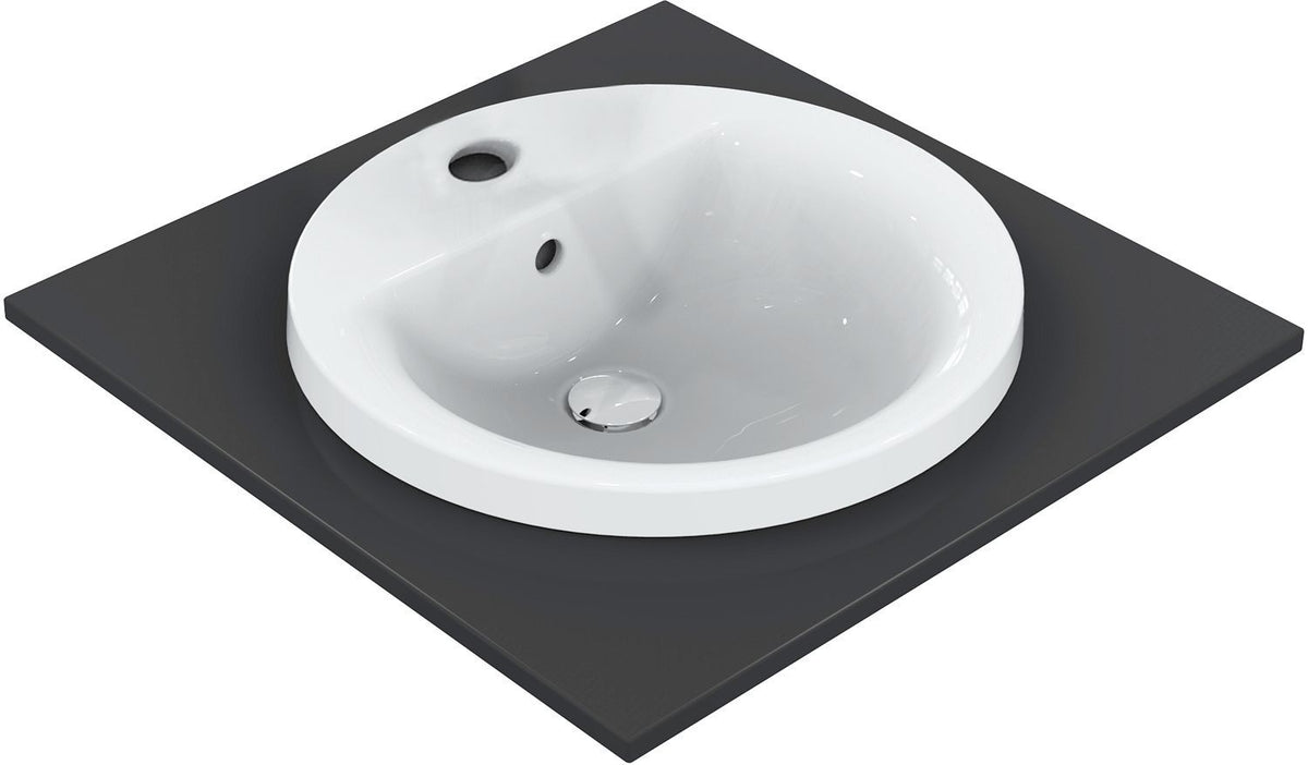 Inbouw lavabo connect Ideal Standard diameter 480MM +kraangat/overloop wit
