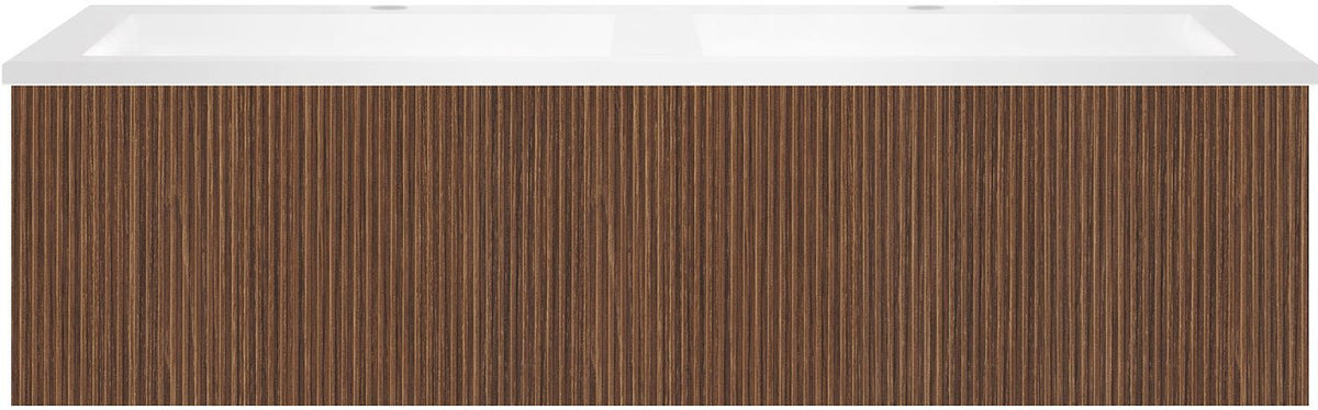 Onderbouw COFFEE 1 lade 120 duo notelaar Smartline + dubbele wastafel kunstmarmer wit
