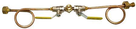 VERBINDING 2 GASFLESSEN +BOLKRANEN  SHELL 45.4S - 1 GLEUF