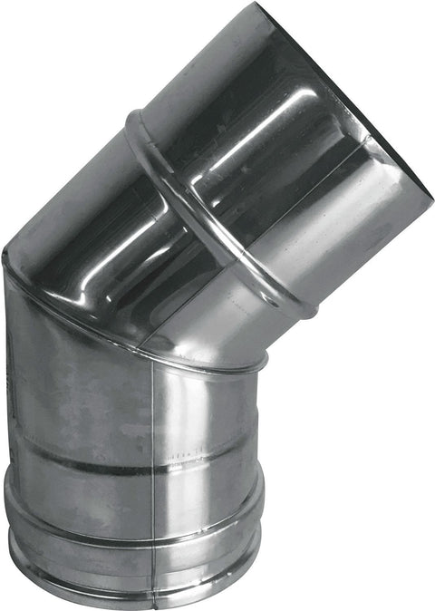 Inox enkelwandige elleboog 45° 150MM