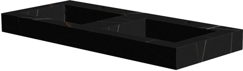 TABLET KERAMISCH MARMER PURO DUBBELE LAVABO S B120 H10 +KRAANGATEN BAMBOO BLACK
