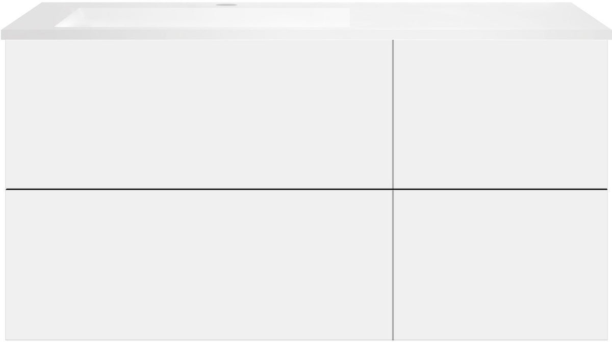 ONDERBOUW COFFEE 4 LADES 120 MAT WIT+WASTAFEL LINKS KUNSTMARMER MAT WIT