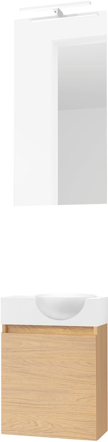 HANDENWASSER FORM MINI QUO RECHTS / 1 DEUR/ SPIEGEL VERLICHTING LED EIK BRONS