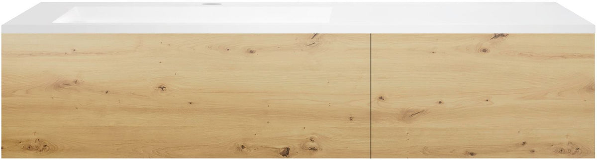 ONDERBOUW COFFEE 2 LADES 140 EIKEN DECOR URBAN+WASTAFEL KUNSTMARMER LINKS WIT