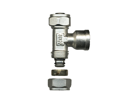 Saninstal T-stuk knelkoppeling 16mm x F 1/2" x 16mm
