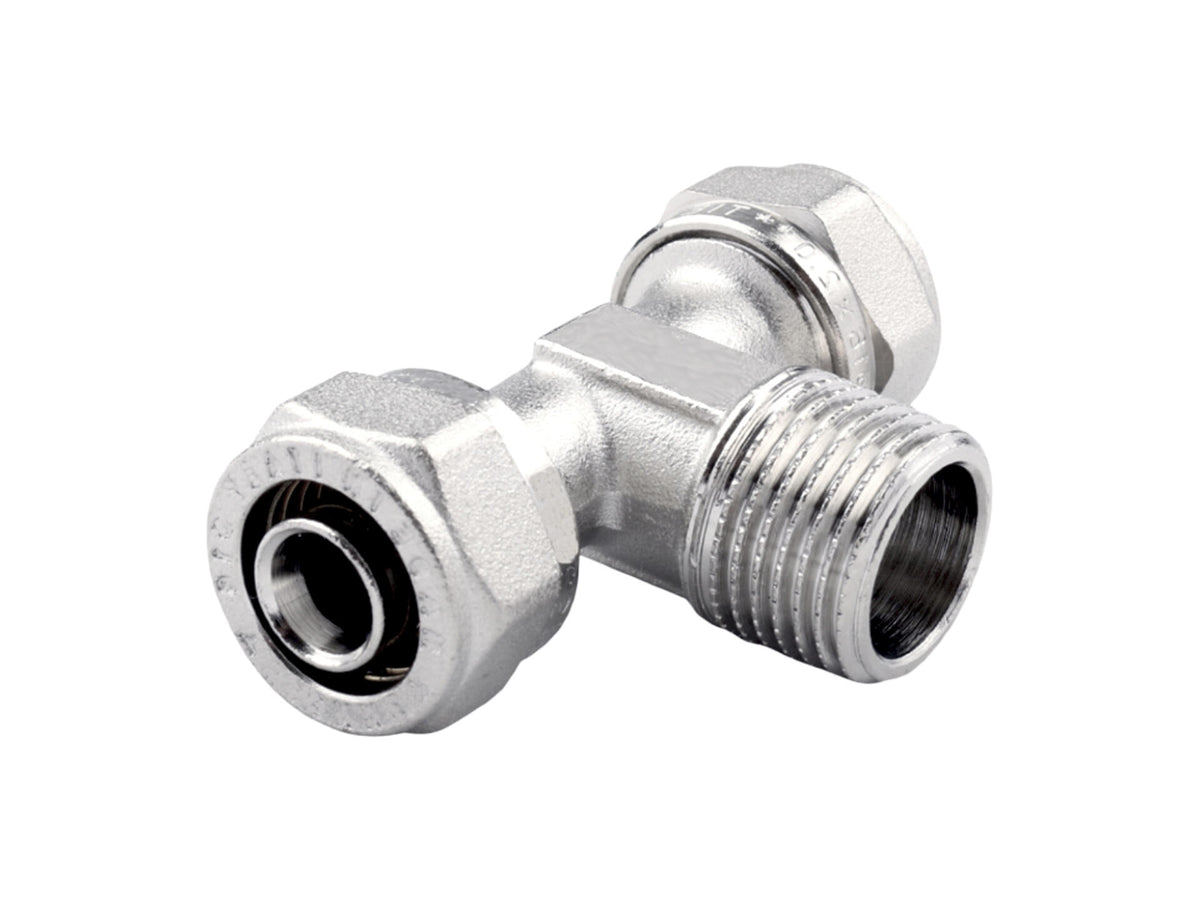 Saninstal T-stuk knelkoppeling 16mm x M 1/2" x 16mm