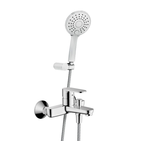 Doucheset met Hansgrohe Vernis Blend badmengkraan en Belvit Slim handdouche 3 standen chroom, douchekolommen & douchesets — SKU MB-31379-35005, EAN 5404029134770