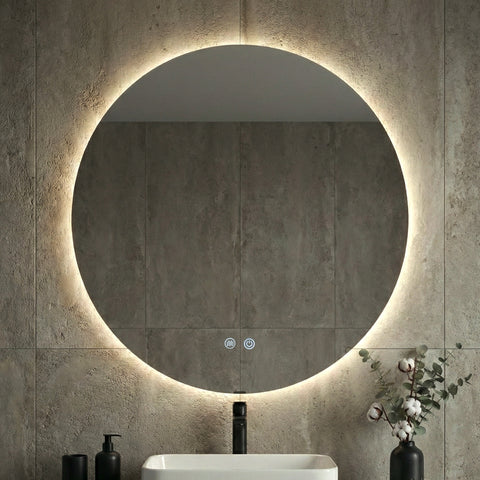 Aloni omega spiegel - met LED verlichting - rond - zonder lijst - met verwarming - kleurtemperatuur LED 3500-6500K - 80CM, spiegels — SKU MB-15729-19256, EAN 5404024113848