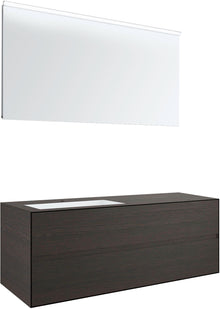 MEUBEL 2 LADES+MEUBELLAVABO LINKS TENSO 140 +KRAANGAT WENGE MET SPIEGEL