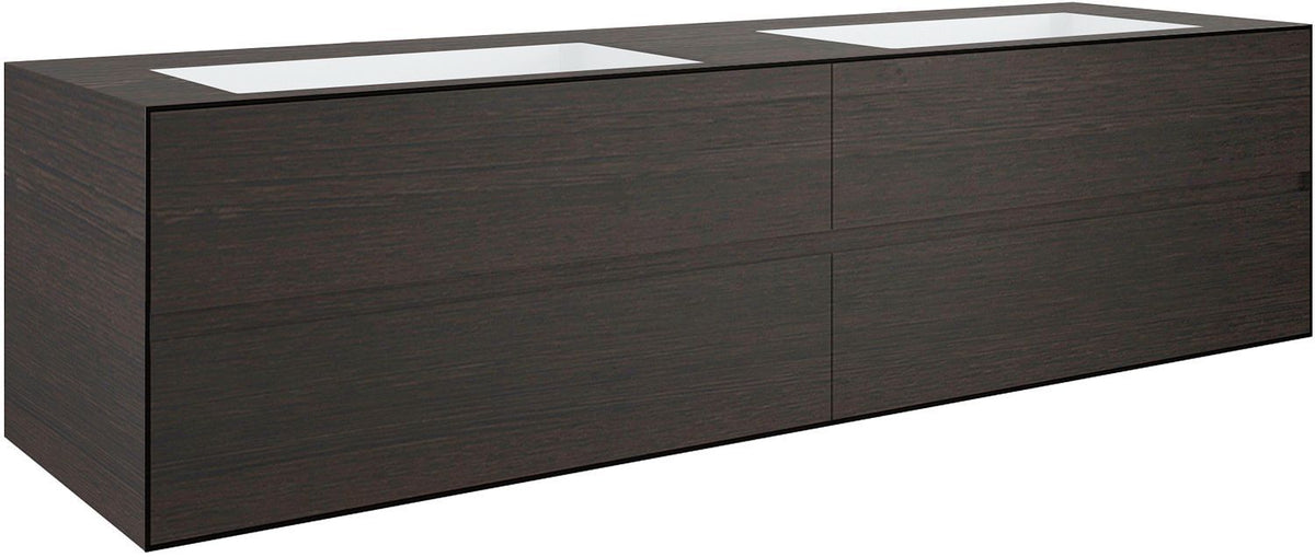 Onderbouw 4 LADES+2 onderbouwlavabos tenso 180CM zonder kraangat wenge