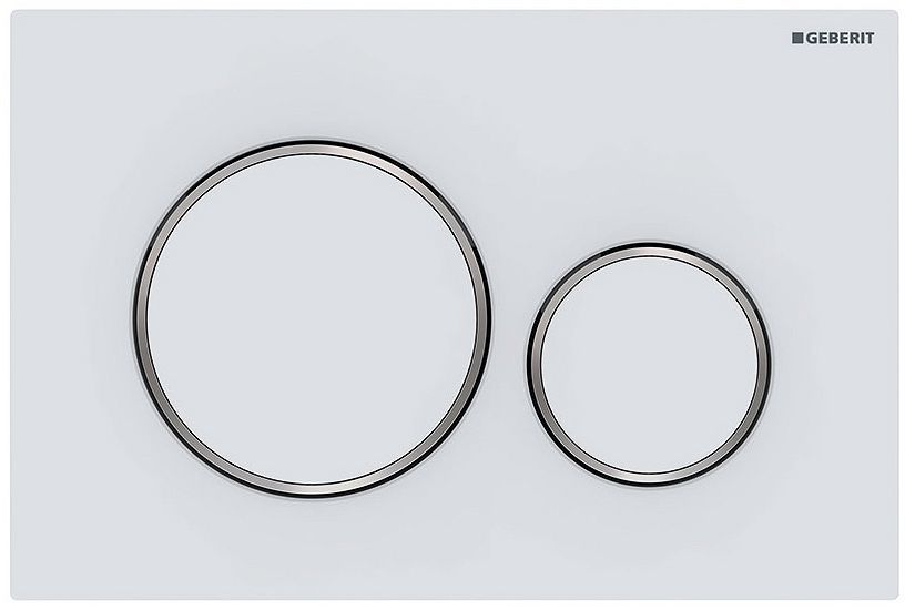 Duwplaat 2-TOETS SIGMA20 Geberit mat wit met glanzend chroom designring easy-to-clean