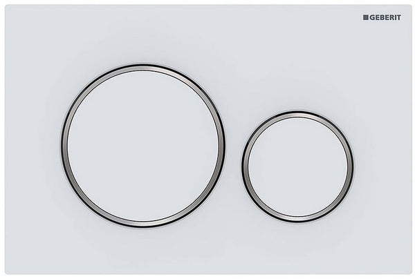 Duwplaat 2-TOETS SIGMA20 Geberit mat wit met glanzend chroom designring easy-to-clean