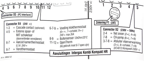Sticker aansluiting bedrading kompakt combi