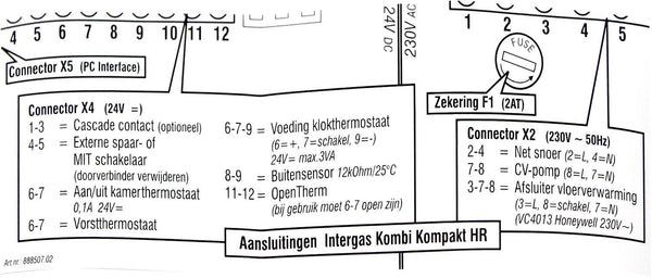 Sticker aansluiting bedrading kompakt combi