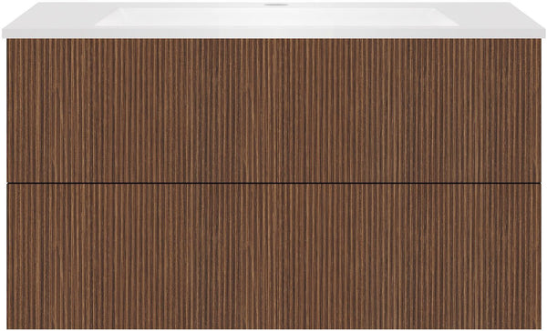 Onderbouw COFFEE 2 lades 100 notelaar smartline+wastafel kunstmarmer wit