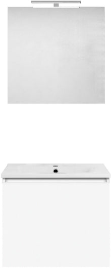 MEUBLE FORM 60CM SOLO 1 TIROIR PORCELAINE +MIROIR BLANC