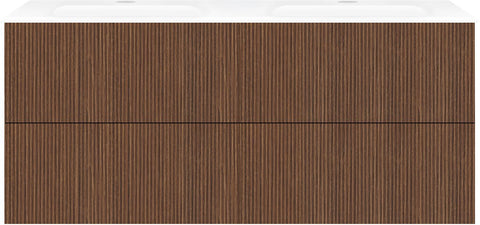 Onderbouw COFFEE 4 lades 140 notelaar smartline+wastafel porselein wit, badkamermeubelen — SKU DESCO-193031