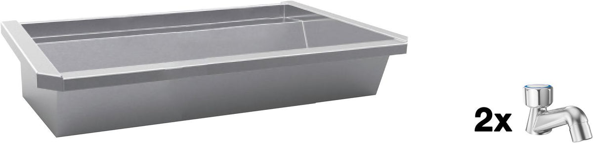 Muurwasgoot sanilav intersan 120CM Rvs 2 staande koudwater kranen