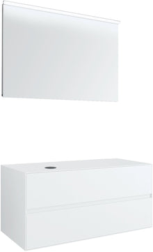 MEUBEL 2LADES+TABLET VOOR OPBOUWLAVABO LINKS TENSO 120CM ZONDER KRAANGAT WIT MET SPIEGEL