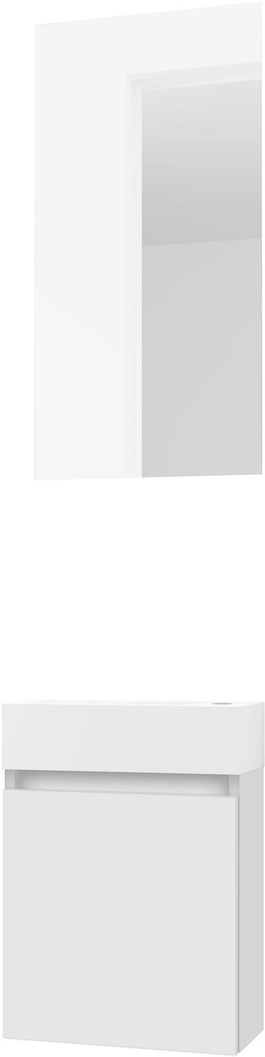 Handenwasser form mini solid/ 1 deur/ spiegel poederwit
