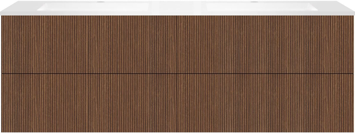Onderbouw COFFEE 4 lades 180 duo notelaar Smartline +dubbele wastafel kunstmarmer wit